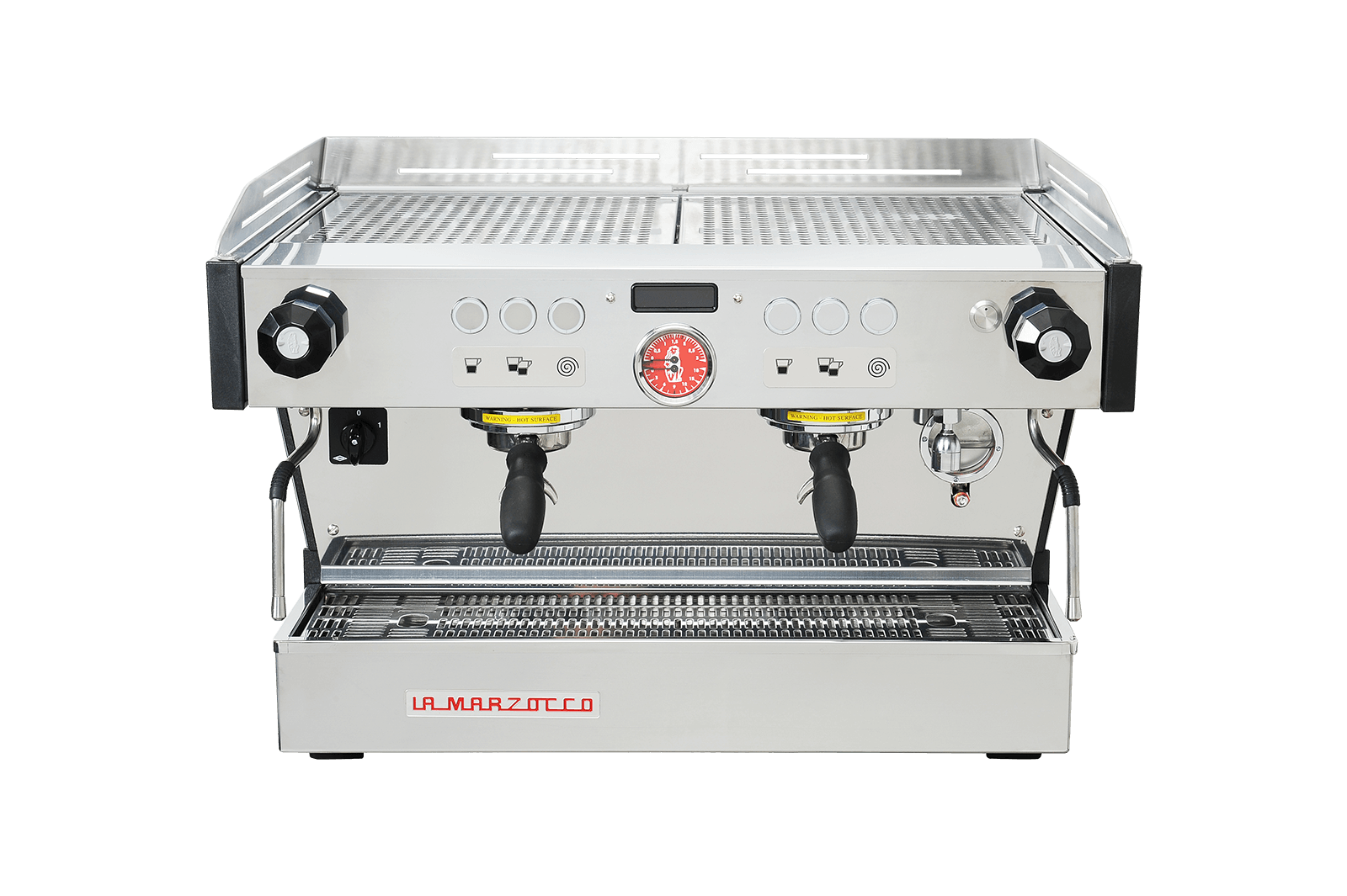 La Marzocco Linea PB two group auto-volumetric espresso machine, front view