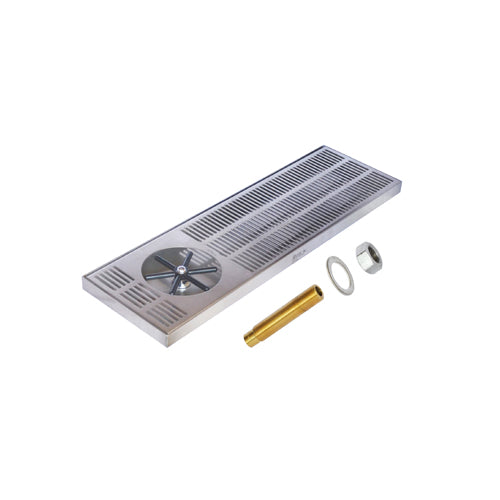Side Spray Glass Rinser Drip Tray – Brushed Stainless – With Drain, 20" x 7"